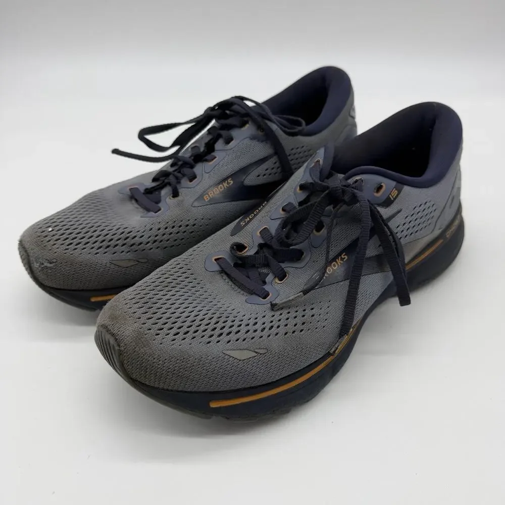 Brooks Ghost 15 Blue Orange Athletic Sneaker Running Shoe Men SIZE 9.5 2E Wide